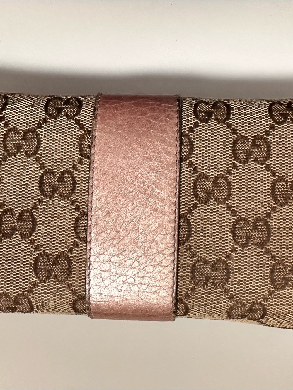 Authentic Gucci Brown Monogram Continental Wallet w/Metallic Taupe Strap & COA - Picture 3 of 16